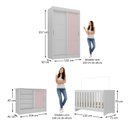 Ver imagem 3 de Quarto de Bebê Completo Guarda Roupa 2 Portas 2 Gavetas com Cômoda e Berço Maya Espresso Móveis Branco/Rosa