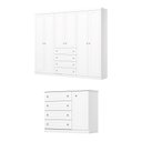 Ver imagem 7 de Guarda Roupa e Cômoda Casal Amy 6 Portas de Bater 8 Gavetas Branco HP Casa 812