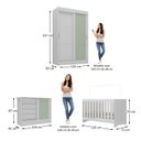 Ver imagem 3 de Quarto de Bebê Completo Guarda Roupa 2 Portas 2 Gavetas com Cômoda e Berço Maya Espresso Móveis Branco/Verde