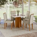 Ver imagem 1 de Conjunto Sala de Jantar Mesa 90cm Tampo Vidro/MDF Anitta com 4 Cadeiras Amanda