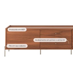 Rack para Tv até 75" 2 Gavetas 2 Portas Jasper 220 Cm - Canella C/ Champanhe - 2