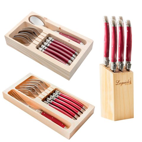 Conjunto de Talheres Luxo 18 Peças Original Laguiole La Tour Bordô
