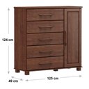 Ver imagem 2 de Cômoda 5 Gavetas 1 Porta Linha Ouro Madeira Maciça 2251wn Café Finestra