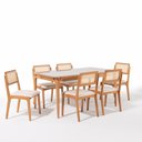 Ver imagem 2 de Conjuto Sala de Jantar com 1 Mesa Tampo Laminado com Vidro 160cm e 6 Cadeiras Verona