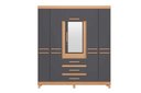 Ver imagem 1 de Guarda Roupa com Espelho New Fusion Casal 6 Portas e 3 Gavetas - Freijó Titanium - Albatroz