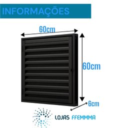 Porta Alçapão Ventilado Preto de Aço Lage Portinhola 60x60cm - 2
