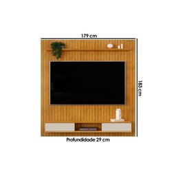 Painel Quarto P/ Tv até 70 Polegadas Lexus Ripado C/ Prateleira e Nichos179x183cm Freijó/off White - 3 Painel Quarto P/ Tv até 70 Polegadas Lexus Ripado C/ Prateleira e Nichos179x183cm Freijó/off White - 3