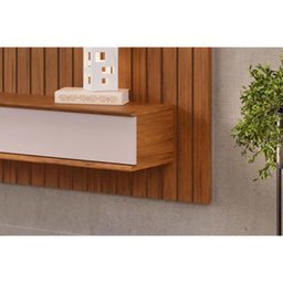 Painel Quarto P/ Tv até 70 Polegadas Lexus Ripado C/ Prateleira e Nichos179x183cm Freijó/off White - 6 Painel Quarto P/ Tv até 70 Polegadas Lexus Ripado C/ Prateleira e Nichos179x183cm Freijó/off White - 6