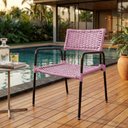 Ver imagem 2 de Poltrona Porã Junco Sintético Aço Preto com Braços para Área Externa Varanda e Piscina Lazer - Rosa