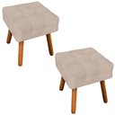 Ver imagem 1 de Kit 2 Puffs Decorativos Pés Palito Karen Suede Bege - Gran Belo