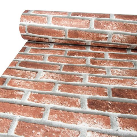 Adesivo Vinil Tijolinho 3d Vermelho Autocolante para Parede Quarto Sala Cozinha Decorativo