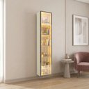 Ver imagem 1 de Cristaleira 1 Porta com LED e com Espelho em MDF 217,6cm x 38,2cm Bege Off White Luminare
