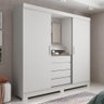 Guarda-roupa Casal com Espelho 2 Portas de Correr 4 Gavetas Finley 184 Cm - Branco - 1