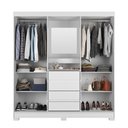 Ver imagem 6 de Guarda-roupa Casal com Espelho 2 Portas de Correr 4 Gavetas Finley 184 Cm - Branco