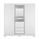 Ver imagem 5 de Guarda-roupa Casal com Espelho 2 Portas de Correr 4 Gavetas Finley 184 Cm - Branco
