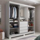 Ver imagem 2 de Guarda-roupa Casal com Espelho 2 Portas de Correr 4 Gavetas Finley 184 Cm - Branco