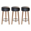 Ver imagem 1 de Kit 03 Banquetas Baixa Estofada Pés de Madeira Preto