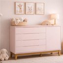 Ver imagem 2 de Comoda Sapateira Elfe Classic 1 Porta 4 Gavetas Rosa Fosco - Moveisaqui