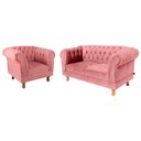 Ver imagem 1 de Conjunto Sofá Namoradeira Chesterfield Capitone Suede Rosa Decorativa / Sala, Tv, Estar, Recepção