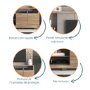 Ver imagem 6 de Estante Home para TV até 65 Polegadas Marmorizado 2 Portas Ripadas Carvalho Oak/Cristalo