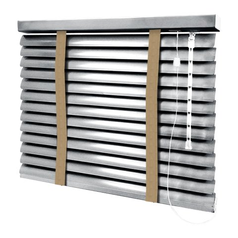 Persiana Horizontal - 1,90m Larg X 1,20m Alt - Alumínio 50mm com Fita Decorativa - Cor: Prata - Fita