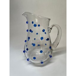 Jarra  Água Suco Vidro  1500 ml Decorada Com Mini Gemas  Azuis - 2