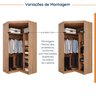 Guarda Roupa de Canto Closet com 6 Prateleiras e Portas de Espelho Modular Hera Cabecasa Madeiramade - 3