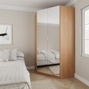 Ver imagem 1 de Guarda Roupa de Canto Closet Planejado com 6 Prateleiras e Portas de Espelho Hera CabeCasa MadeiraOriginals Marrom/Louro