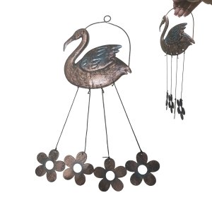 Sino Dos Ventos Flamingo Cisne Flores Enfeite Varanda Jardim Quintal Decoraçao Som Suave Relaxante B