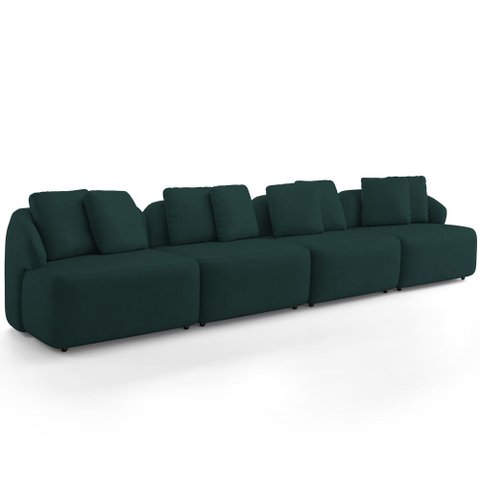 Sofá 4 Lugares para Sala de Estar Living 314cm Arlo F04 Veludo Verde Tc-12015 - Lyam Decor