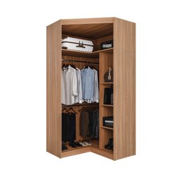 Guarda Roupa de Canto Closet com 6 Prateleiras e Portas de Espelho Hera CabeCasa MadeiraOriginals - 14