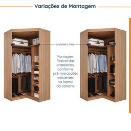 Guarda Roupa de Canto Closet com 6 Prateleiras e Portas de Espelho Hera CabeCasa MadeiraOriginals - 3