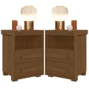 Ver imagem 1 de Kit 2 Mesas de Cabeceira Pés Madeira 2 Gavetas Tóquio 100% Mdf Legno