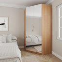 Ver imagem 1 de Guarda Roupa de Canto Closet com 6 Prateleiras e Portas de Espelho Hera CabeCasa MadeiraOriginals