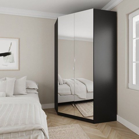 Guarda Roupa de Canto Closet Planejado com 6 Prateleiras e Portas de Espelho Hera CabeCasa MadeiraOriginals