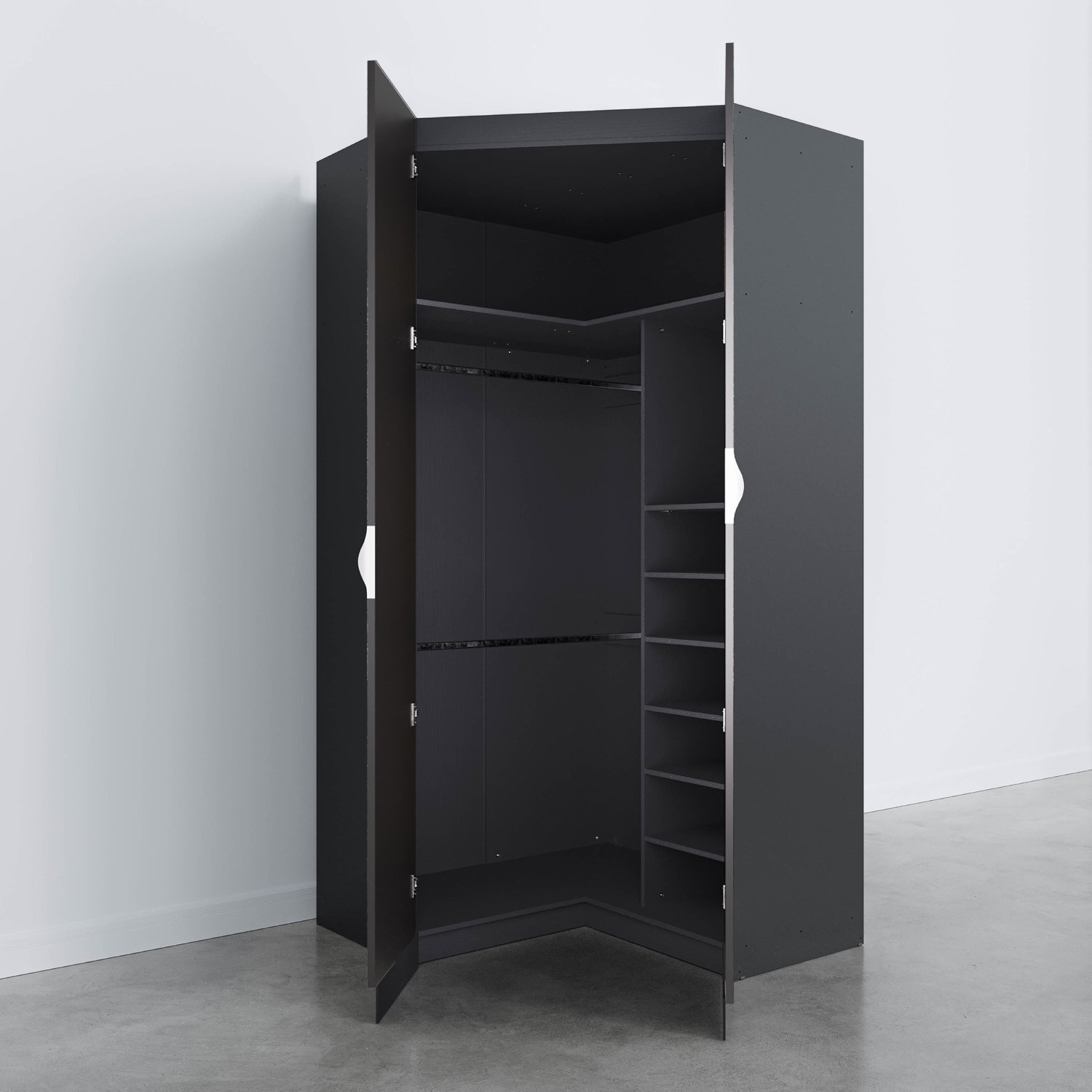 Guarda Roupa de Canto Closet com 6 Prateleiras e Portas de Espelho Modular Hera Cabecasa Madeiramade - 9