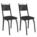Ver imagem 3 de Kit 6 Cadeiras Aço Carbono Estofado Tecido Sintético Espuma D13 Clara Preto