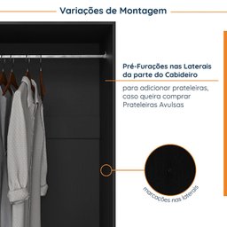 Guarda Roupa de Canto Closet com 6 Prateleiras e Portas de Espelho Modular Hera Cabecasa Madeiramade - 4