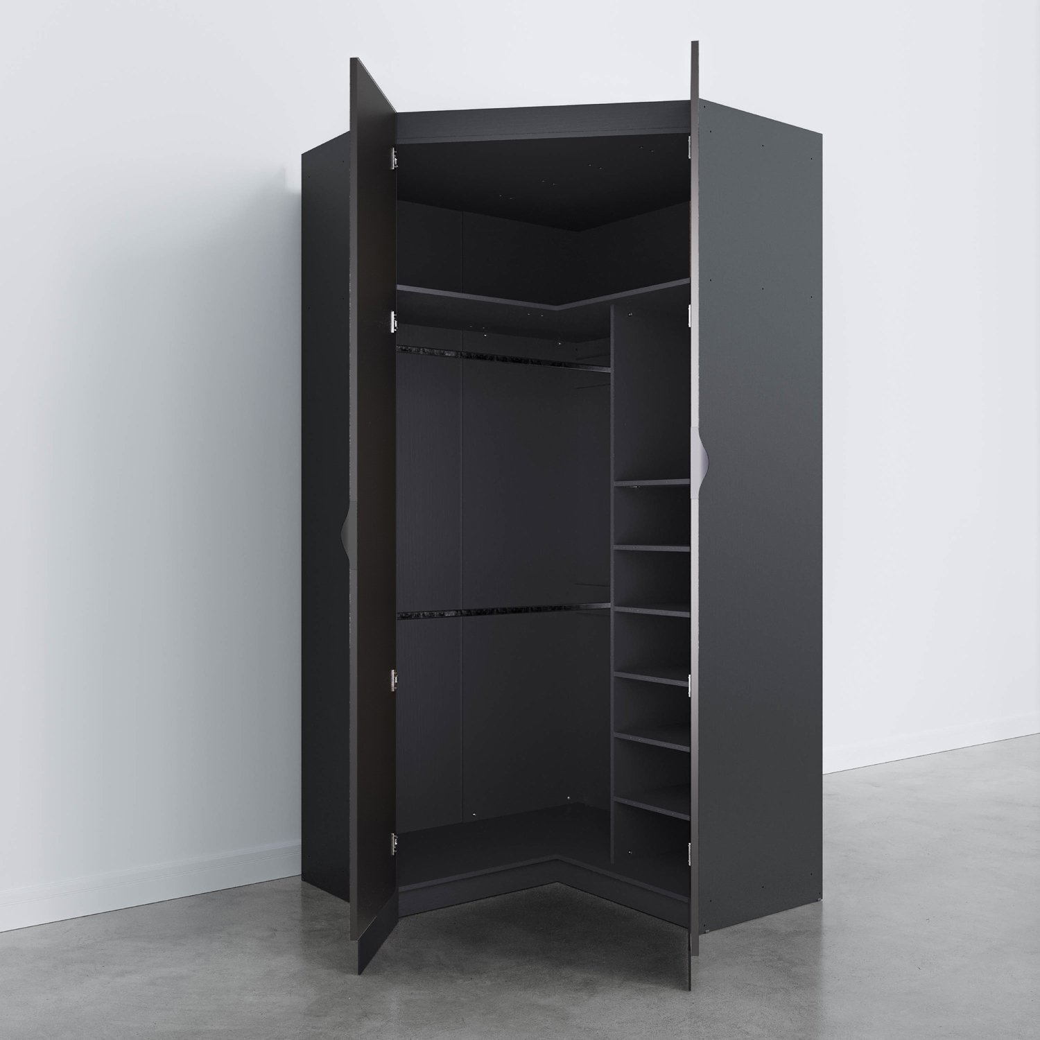 Guarda Roupa de Canto Closet com 6 Prateleiras e Portas de Espelho Modular Hera Cabecasa Madeiramade - 9