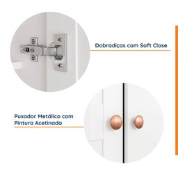 Guarda Roupa de Canto Closet com 6 Prateleiras e Portas Americanas Modular Hera Cabecasa Madeiramade - 5
