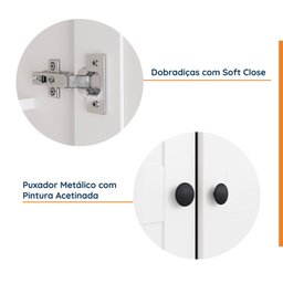 Guarda Roupa de Canto Closet com 6 Prateleiras e Portas Americanas Modular Hera Cabecasa Madeiramade - 5