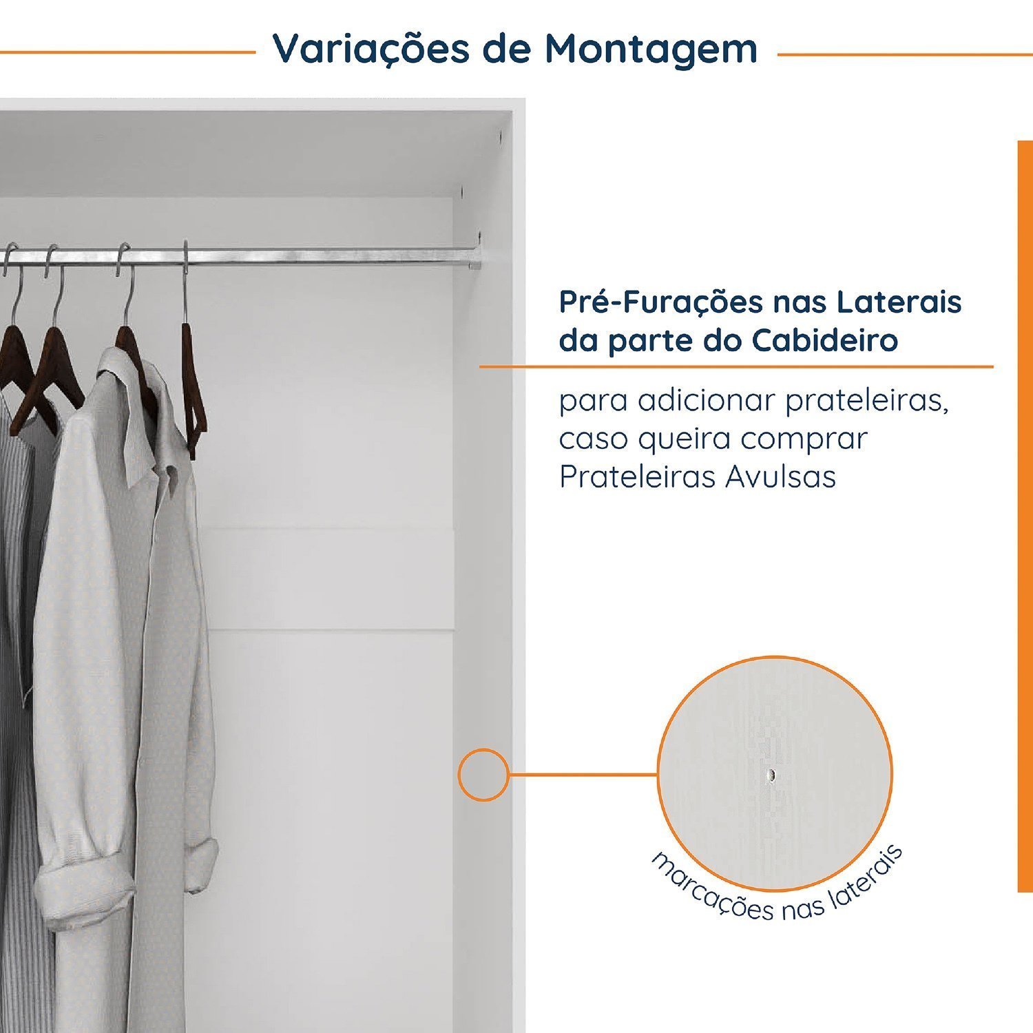 Guarda Roupa de Canto Closet com 6 Prateleiras e Portas Americanas Modular Hera Cabecasa Madeiramade - 4