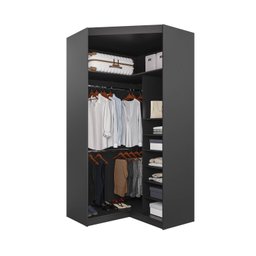Guarda Roupa de Canto Closet com 6 Prateleiras e Portas de Espelho Reflecta Modular Hera Cabecasa Ma - 13