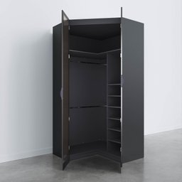 Guarda Roupa de Canto Closet com 6 Prateleiras e Portas de Espelho Reflecta Modular Hera Cabecasa Ma - 9