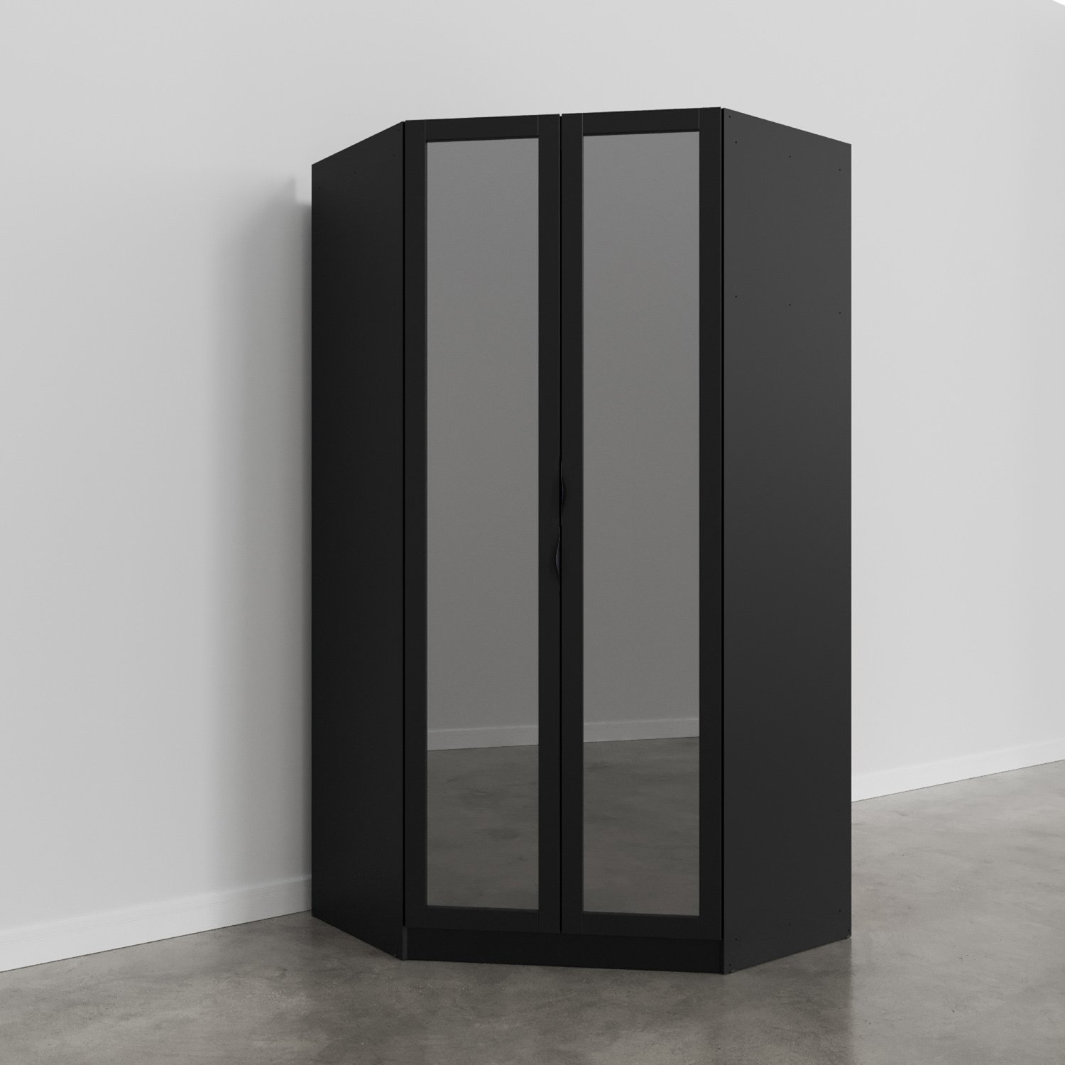 Guarda Roupa de Canto Closet com 6 Prateleiras e Portas de Espelho Reflecta Modular Hera Cabecasa Ma - 8