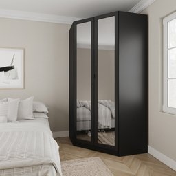 Guarda Roupa de Canto Closet com 6 Prateleiras e Portas de Espelho Reflecta Modular Hera Cabecasa Ma - 1