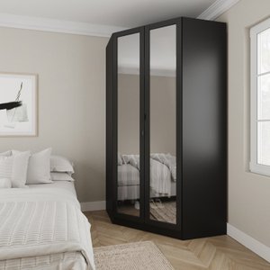 Guarda Roupa de Canto Closet com 6 Prateleiras e Portas de Espelho Reflecta Modular Hera Cabecasa Ma