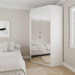 Guarda Roupa de Canto Closet com 6 Prateleiras e Portas de Espelho Modular Hera Cabecasa Madeiramade