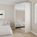 Ver imagem 1 de Guarda Roupa de Canto Closet com 6 Prateleiras e Portas de Espelho Hera CabeCasa MadeiraOriginals