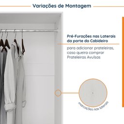 Guarda Roupa de Canto Closet com 6 Prateleiras e Portas de Espelho Modular Hera Cabecasa Madeiramade - 4